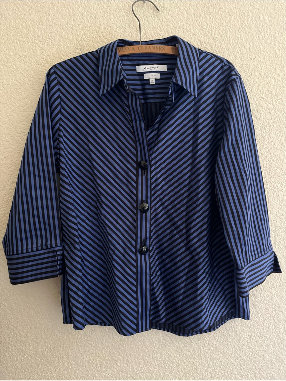 Foxcroft Striped Wrinkle Free 3/4 Sleeve Button Down Women’s Size 12P